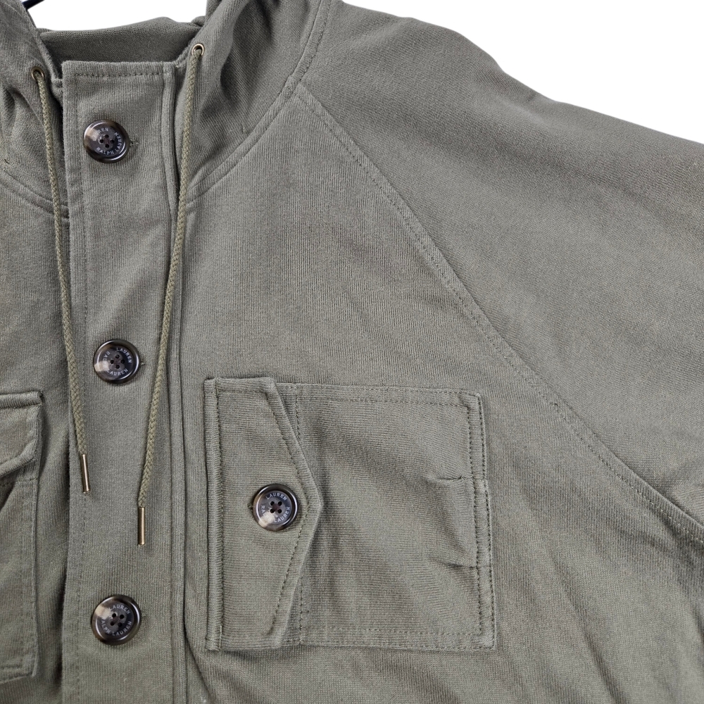 Lauren Ralph Lauren Hooded Utility Cinched Waist Full-Zip Cotton Knit Jacket - Picture 6 of 16